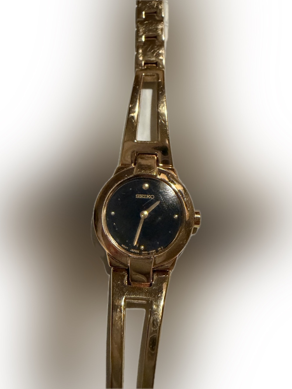 Seiko Gold Plated Bracelet Watch with Black Dial